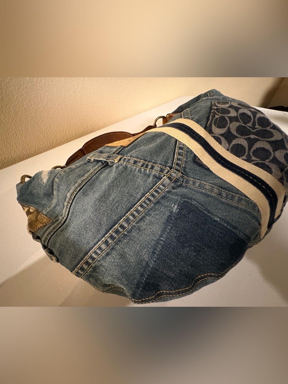 Rare Coach Denim Patchwork XL Hobo Shoulder Bag 10016 - Picture 8 of 16